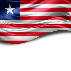  Liberia flag of silk with copyspace for your text or images and White background
