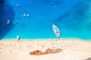 Navagio beach with shipwreck on Zakynthos island in Greece