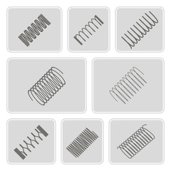set of monochrome icons with Springs for your design - obrazy, fototapety, plakaty