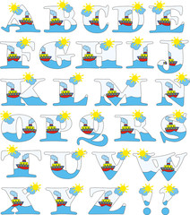 Summer time alphabet - Vector illustration