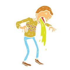 Cartoon throw up illustration