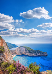 Navagio beach with shipwreck on Zakynthos island in Greece