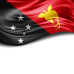 New Guinea flag of silk with copyspace for your text or images and White background