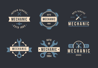 Mechanic logo set