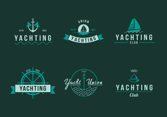 Naklejka premium White and Black yachting logo set