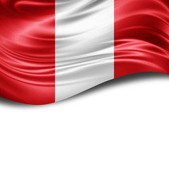 Peru flag of silk with copyspace for your text or images and White background