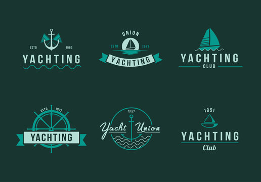 White and Black yachting logo set