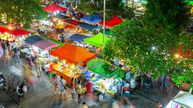 night illumination patong town tourist food market 4k time lapse thailand
