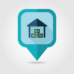 Shed flat pin map icon. Map pointer