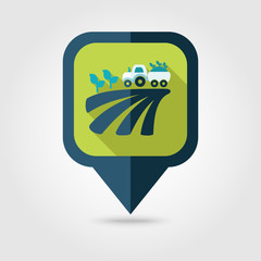 Tractor field harvest seedling flat pin map icon