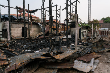 The building&rsquo;s on fire - After fire, Damage caused by fire in Thailand.
