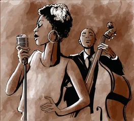 Foto op Canvas Jazz singer and double-bass © Isaxar