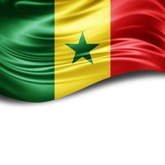 Senegal flag of silk with copyspace for your text or images and White background