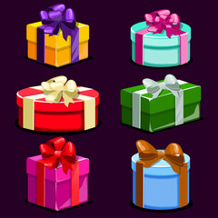 Set of Cartoon colorful gift boxes