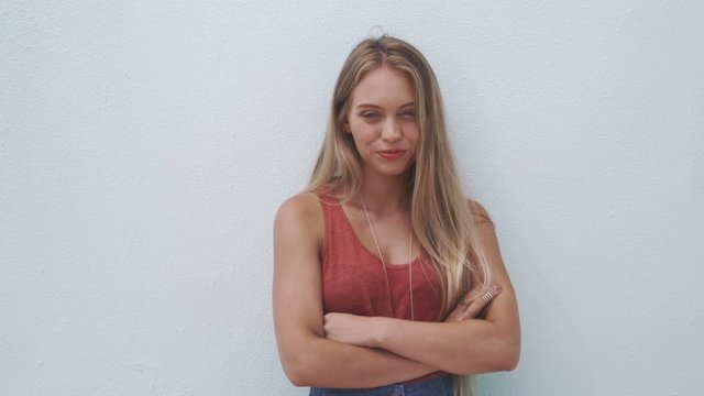 Fashionable young model woman posing