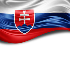 Obraz premium Slovakia flag of silk with copyspace for your text or images and White background
