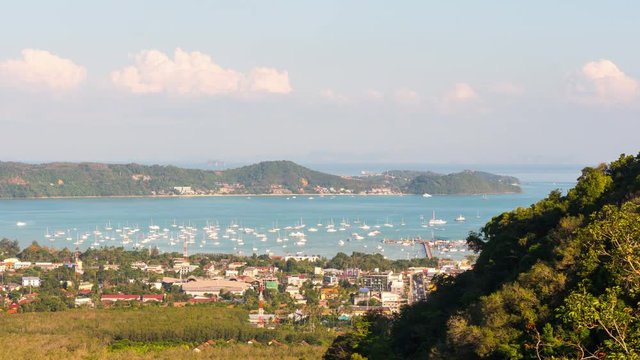summer day phuket town yacht port panorama 4k time lapse thailand
