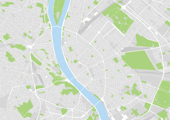 Naklejka premium wektorowa mapa miasta Budapesztu, Węgry