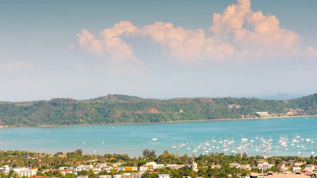 day light phuket town port panorama 4k time lapse thailand
