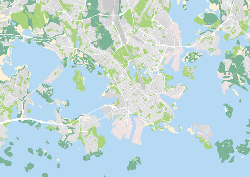vector city map of Helsinki, Finland