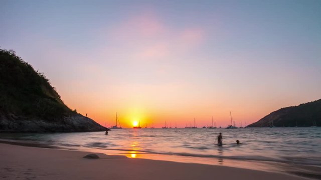sunset phuket famous nai harn beach panorama 4k time lapse thailand
