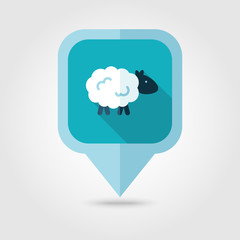 Sheep flat pin map icon. Map pointer
