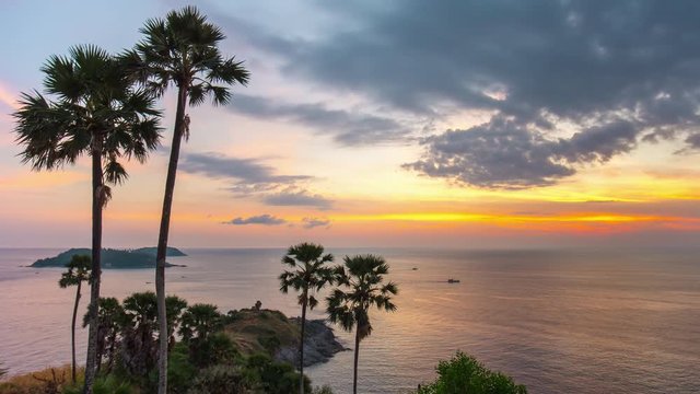 prompthet cape sunset phuket island panorama 4k time lapse thailand
