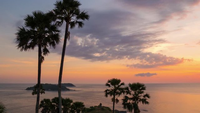 phuket island famous sunset panorama 4k time lapse thailand
