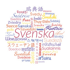 Fototapeta premium Swedish in the languages of the world. Vector collage for language school.