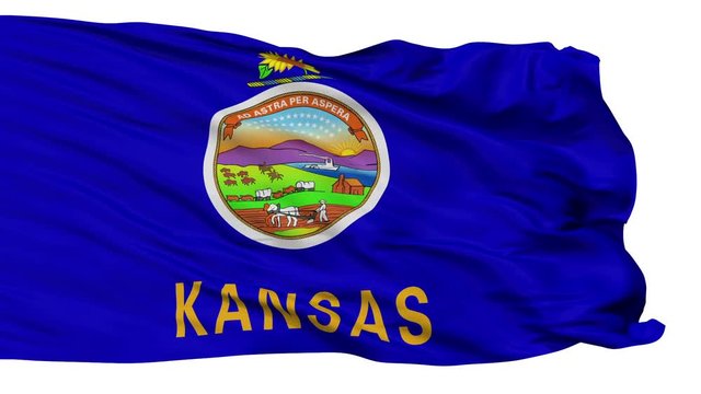 Kansas Flag Isolated Realistic Animation Seamless Loop - 10 Seconds Long