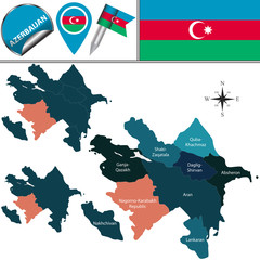 Map of Azerbaijan with Nagorno Karabakh Rep.