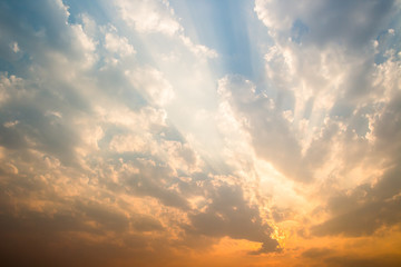 colorful dramatic sky with cloud at sunset