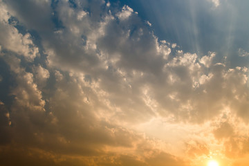 colorful dramatic sky with cloud at sunset