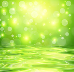 Green background with abstract lights