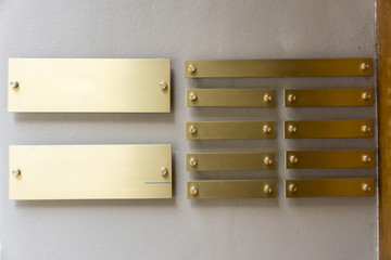 empty metal sign for comapnies in the building