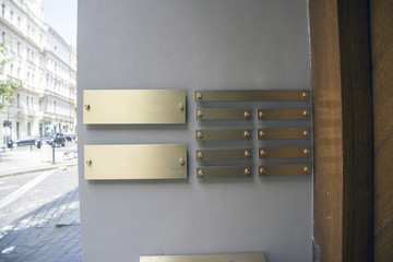 empty metal sign for comapnies in the building