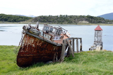 Fototapeta na wymiar Harberton estate is the oldest farm of Tierra del Fuego and an important historical monument of the region.