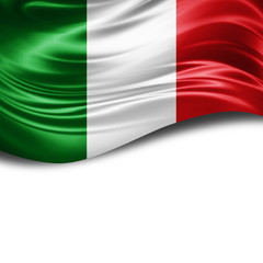 Italy flag of silk with copyspace for your text or images and White background