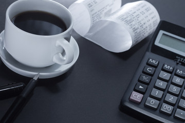 Workplace in office lit by the morning light.