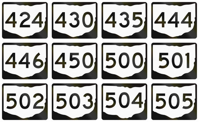 Fototapeta premium Collection of Ohio Route shields used in the United States