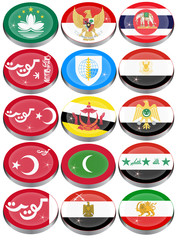 Set of icons. Flags of the Asia.   