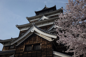 桜と広島城