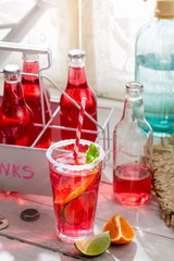 Cold summer drink in bottle