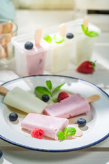 Delicious ice cream with fresh berry fruits