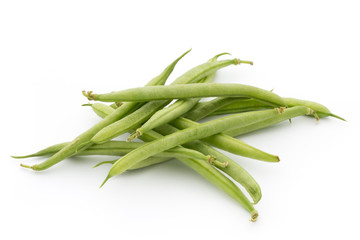 Green beans isolated on a white background.