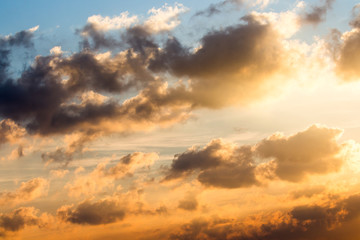 colorful dramatic sky with cloud at sunset