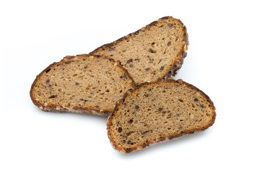 Rye bread isolated on white background.
