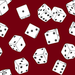 Seamless texture with white dice cubes