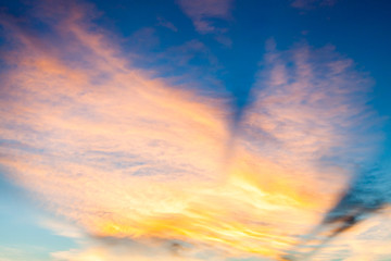 colorful dramatic sky with cloud at sunset