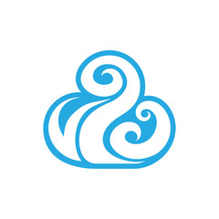 Abstract Artistic Blue Wave Cloud Illustration
